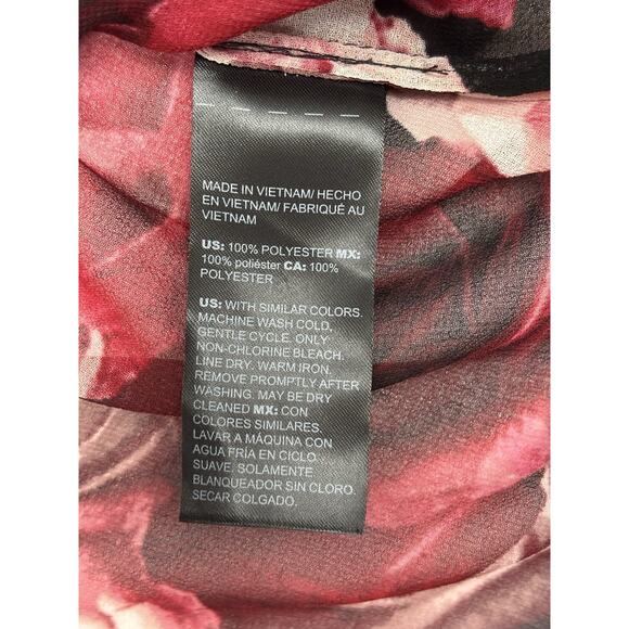 White House Black Market Rosé Floral Blouse Romantic Feminine Ruffle Sleeve XS - Picture 8 of 10